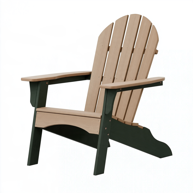 Fauteuil de jardin 80 x 85 x 98 cm en bois beige vert style Adirondack