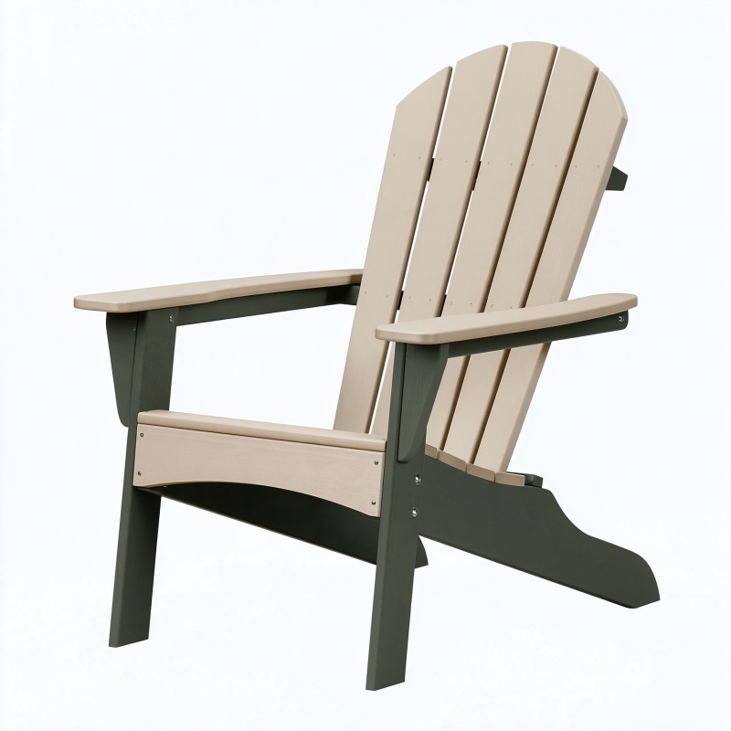 Fauteuil Adirondack 80 x 75 x 100 cm en plastique beige et vert pour extérieur style jardin