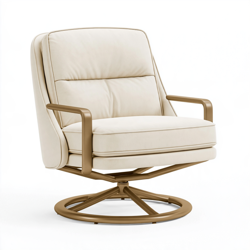 Fauteuil pivotant 82 x 90 x 98 cm crème métal brun style contemporain