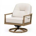 Fauteuil pivotant 75 x 80 x 90 cm en bois et tissu beige style contemporain