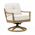 Fauteuil pivotant inclinable 80 x 85 x 98 cm en tissu écru et bois naturel