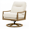 Fauteuil pivotant 82 x 84 x 95 cm en bois et revêtement synthétique crème style contemporain