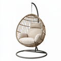 Fauteuil suspendu 110 x 110 x 195 cm en fibre tressée beige avec support en acier - style cocon