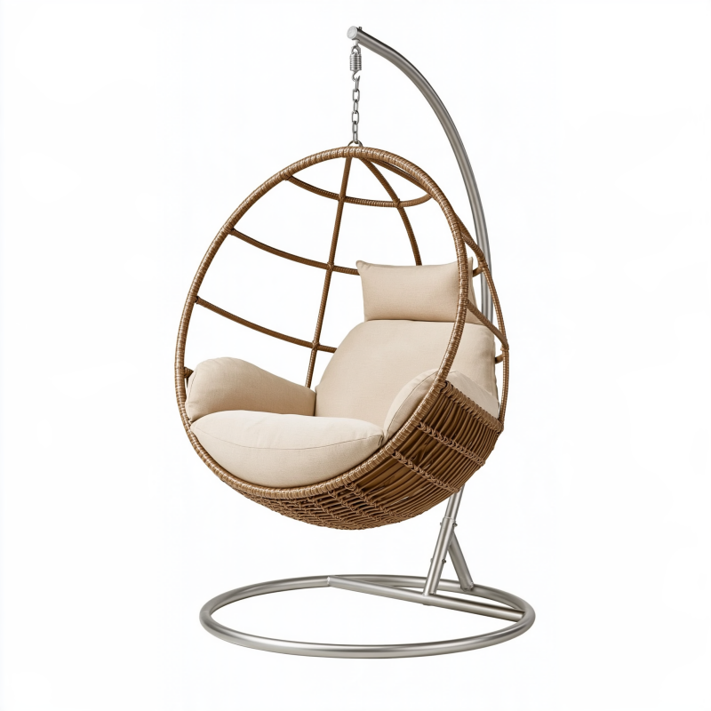Fauteuil suspendu 105 x 105 x 195 cm marron en fibres tressées pour détente bohème