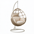 Fauteuil suspendu 105 x 105 x 195 cm en rotin synthétique beige avec support pour détente