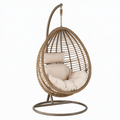 Fauteuil suspendu 105 x 105 x 195 cm en rotin beige avec support métallique