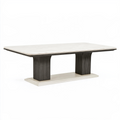 Table à manger 200 x 100 x 76 cm plateau effet marbre blanc style contemporain