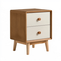 Table de chevet 45 x 40 x 65 cm en bois marron et blanc avec 2 tiroirs style scandinave