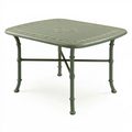 Table de jardin carrée 90 x 90 cm en métal vert avec plateau décoratif