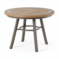 Table de jardin ronde diamètre 120 cm bois et métal marron gris style contemporain